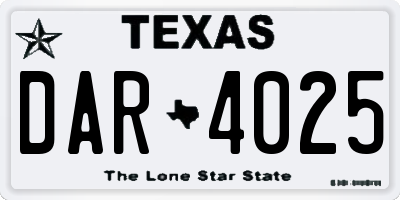 TX license plate DAR4025