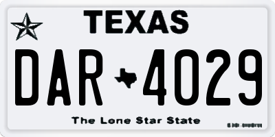 TX license plate DAR4029