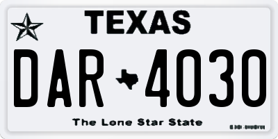 TX license plate DAR4030