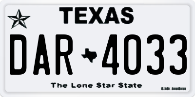 TX license plate DAR4033