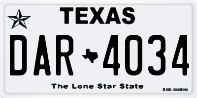 TX license plate DAR4034