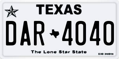 TX license plate DAR4040