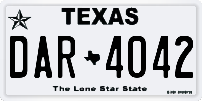 TX license plate DAR4042