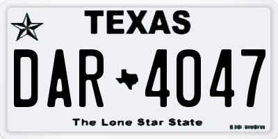 TX license plate DAR4047