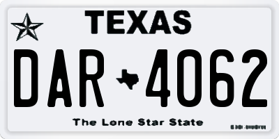 TX license plate DAR4062