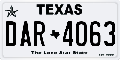 TX license plate DAR4063