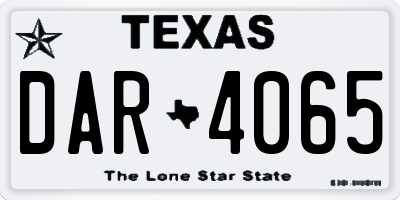 TX license plate DAR4065