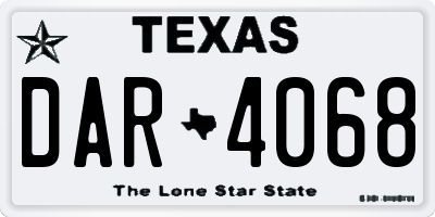 TX license plate DAR4068