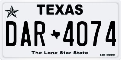 TX license plate DAR4074
