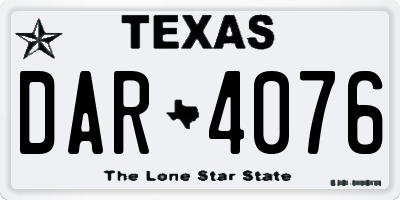 TX license plate DAR4076
