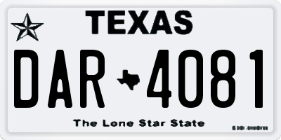 TX license plate DAR4081