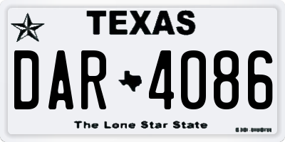 TX license plate DAR4086