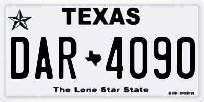 TX license plate DAR4090