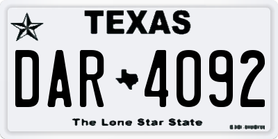 TX license plate DAR4092