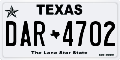 TX license plate DAR4702