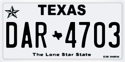 TX license plate DAR4703