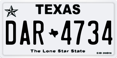 TX license plate DAR4734