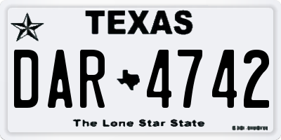 TX license plate DAR4742
