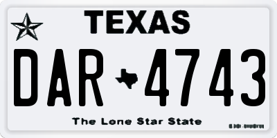 TX license plate DAR4743