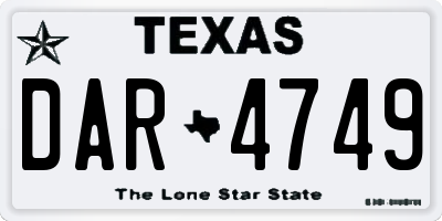 TX license plate DAR4749