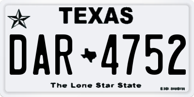 TX license plate DAR4752