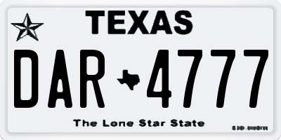 TX license plate DAR4777