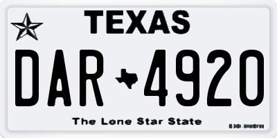 TX license plate DAR4920