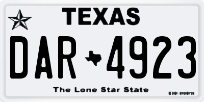 TX license plate DAR4923