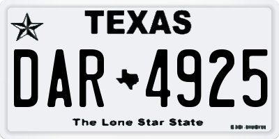 TX license plate DAR4925