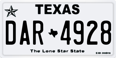 TX license plate DAR4928
