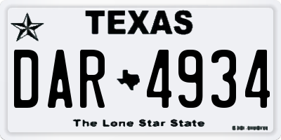 TX license plate DAR4934