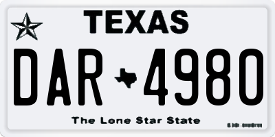 TX license plate DAR4980
