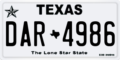 TX license plate DAR4986