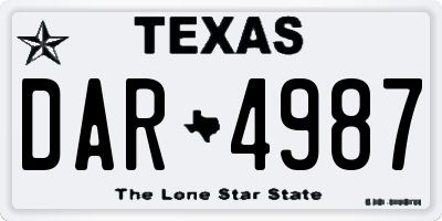 TX license plate DAR4987