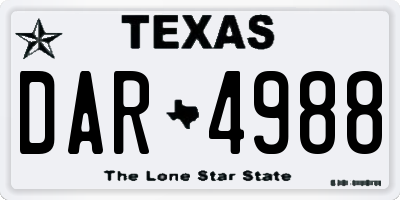 TX license plate DAR4988