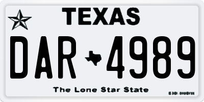 TX license plate DAR4989