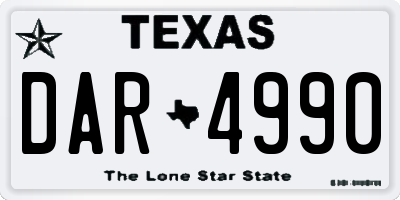 TX license plate DAR4990