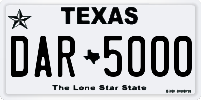 TX license plate DAR5000