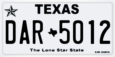 TX license plate DAR5012