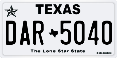 TX license plate DAR5040