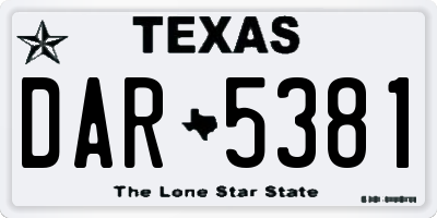 TX license plate DAR5381