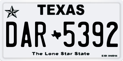 TX license plate DAR5392