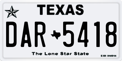 TX license plate DAR5418
