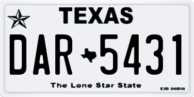 TX license plate DAR5431