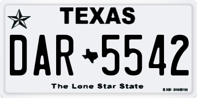 TX license plate DAR5542