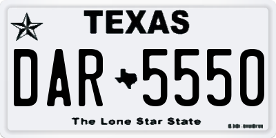 TX license plate DAR5550
