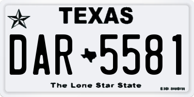 TX license plate DAR5581