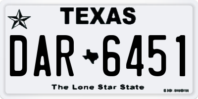 TX license plate DAR6451