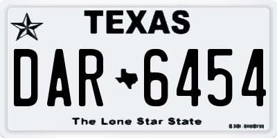 TX license plate DAR6454
