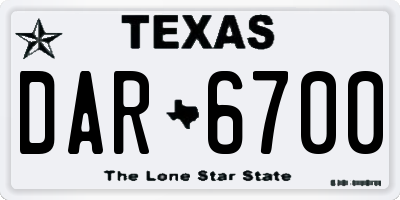 TX license plate DAR6700